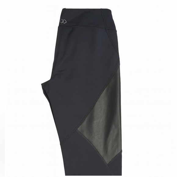 CALIA by Carrie Underwood Essential Ankle Leggings Faux Leather Accents Sz Small - Picture 3 of 3